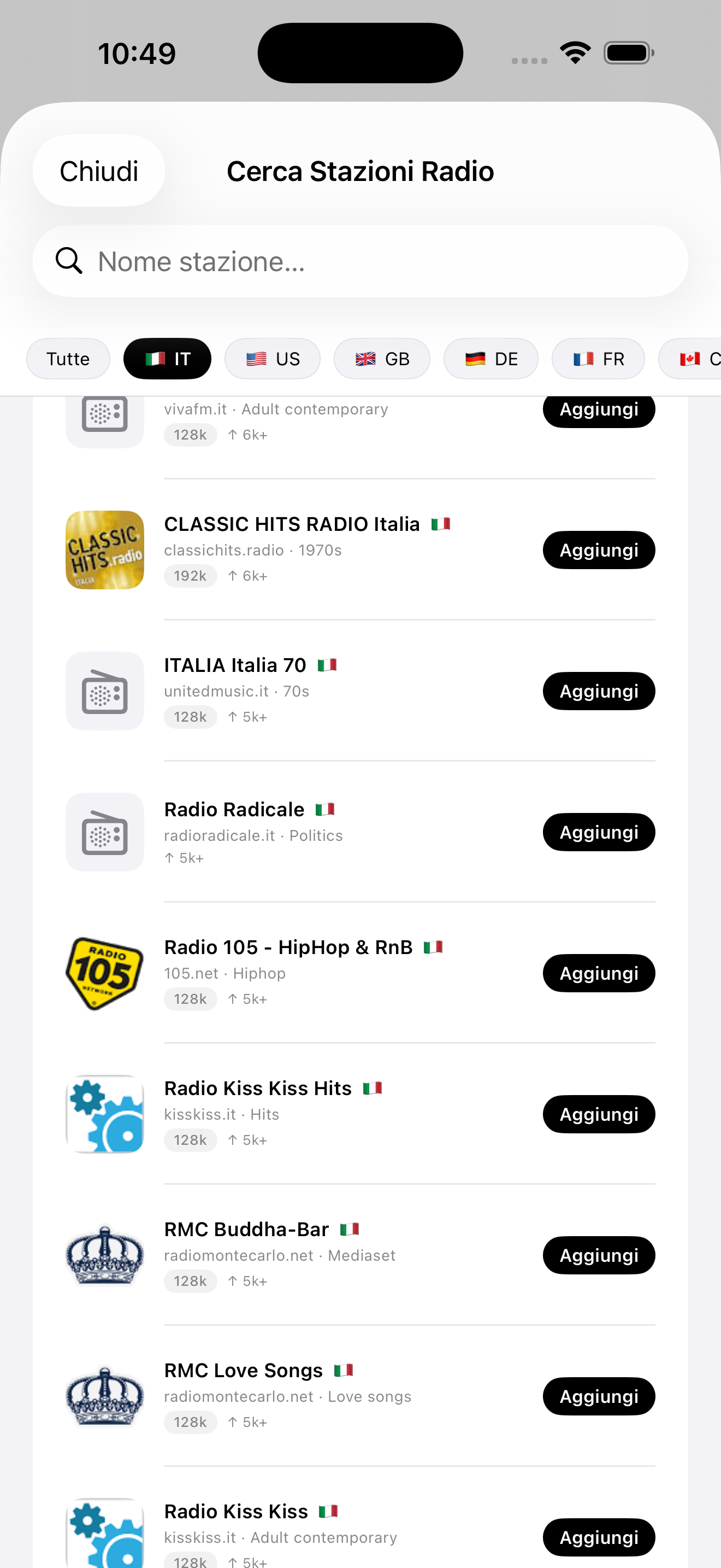 FeedWatch cerca radio per paese