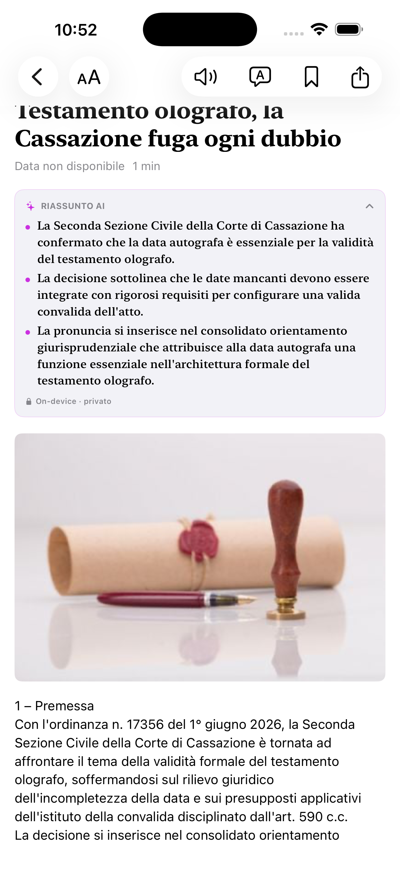 FeedWatch reader con riassunto AI on-device